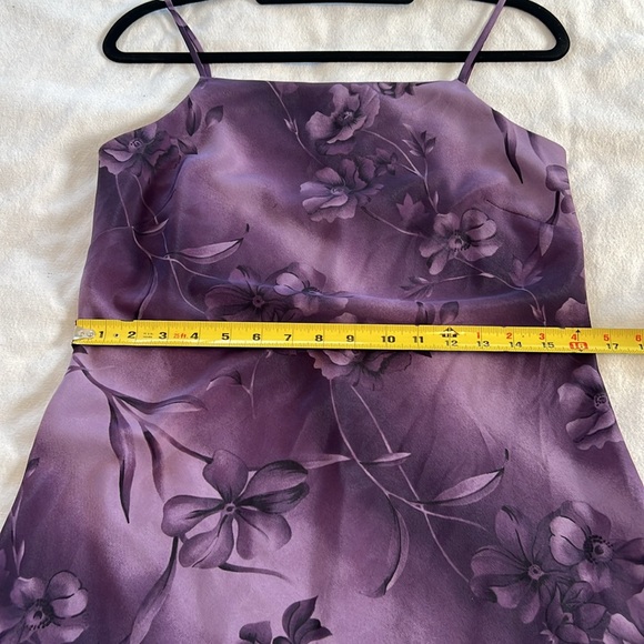 ⭐️ DBY vtg 80s purple floral strap spaghetti strap slip midi dress women jr 11 - Picture 8 of 15